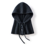 Womens Cashmere Balaclava 100% Cashmere Hooded Scarf with Adjustable Drawstring