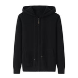 Womens Zip - Up Cashmere Hoodie With Kangaroo Pockets Cashmere Cardigans
