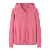 Womens Zip - Up Cashmere Hoodie With Kangaroo Pockets Cashmere Cardigans