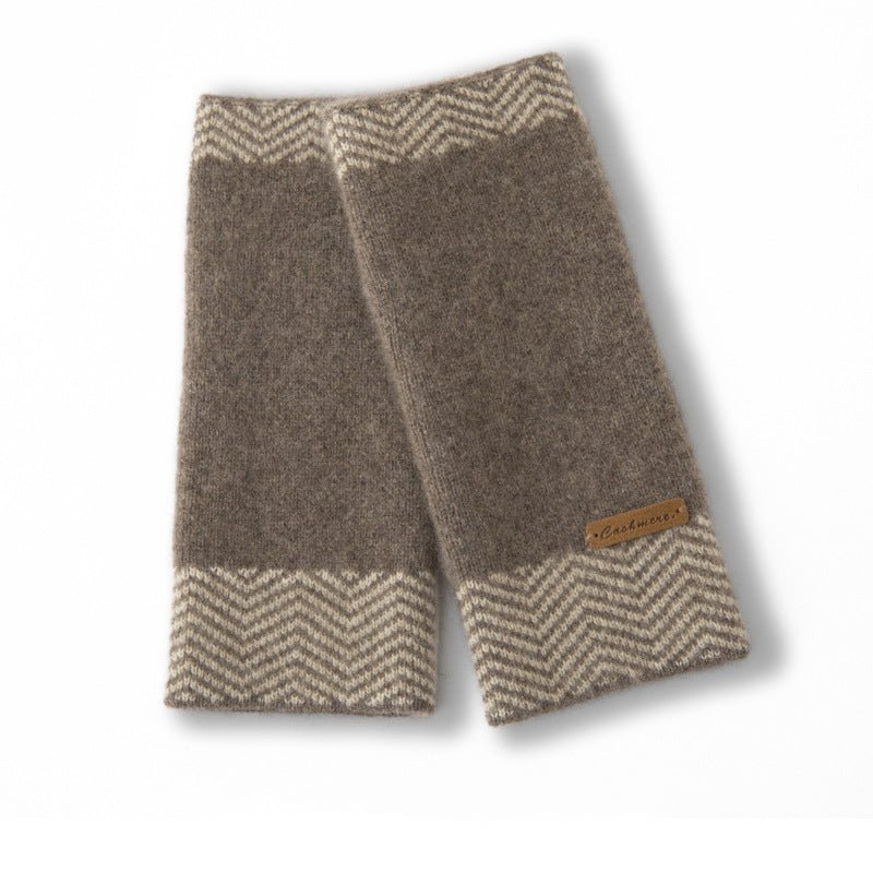 Womens Cashmere Knit Fingerless Mittens Elastic Thermal Knit Half Finger Cashmere Gloves