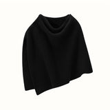 Womens Cashmere Knit Shawl Wrap Asymmetric Cashmere Shoulder Cape Black One Size Fits Most