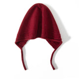 Womens Cashmere Knitted Hat Cashmere Beanie Cashmere Earflap Cap with Tie