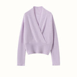 Womens Cashmere Sweater V Neck Cashmere Knit Pullover Cashmere Wrap Lavender XS