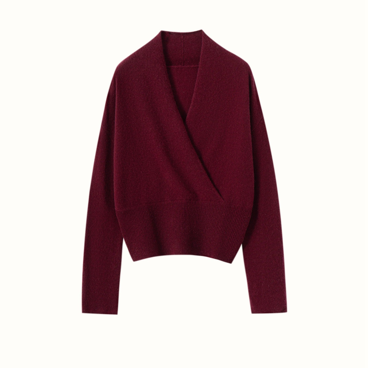 Womens Cashmere Sweater V Neck Cashmere Knit Pullover Cashmere Wrap Claret XS