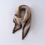 Womens Colorblock Cashmere Triangle Scarf Contrast Stripe Cashmere Neck Scarf Taupe M
