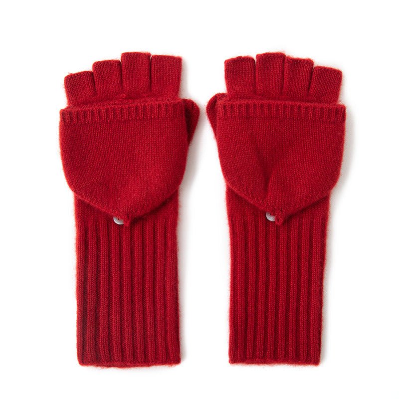 Womens Convertible Cashmere Knit Mittens Cashmere Flip Mittens