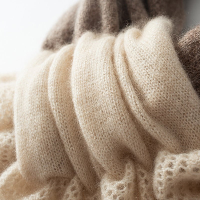 Womens Crossed Cashmere Scarf Lightweight Mixed Colors Cashmere Neckerchief