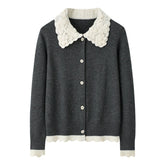 Womens Doll Colllar Cashmere Cardigans Button Down Cashmere Sweater Cashmere Coat