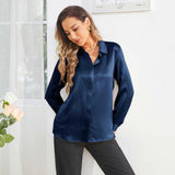 Women's Work Silk Shirts Hidden Placket Silk Blouse