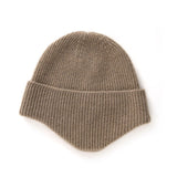 Womens Folded Brim Cashmere Hat Ribbed Cashmere Hat