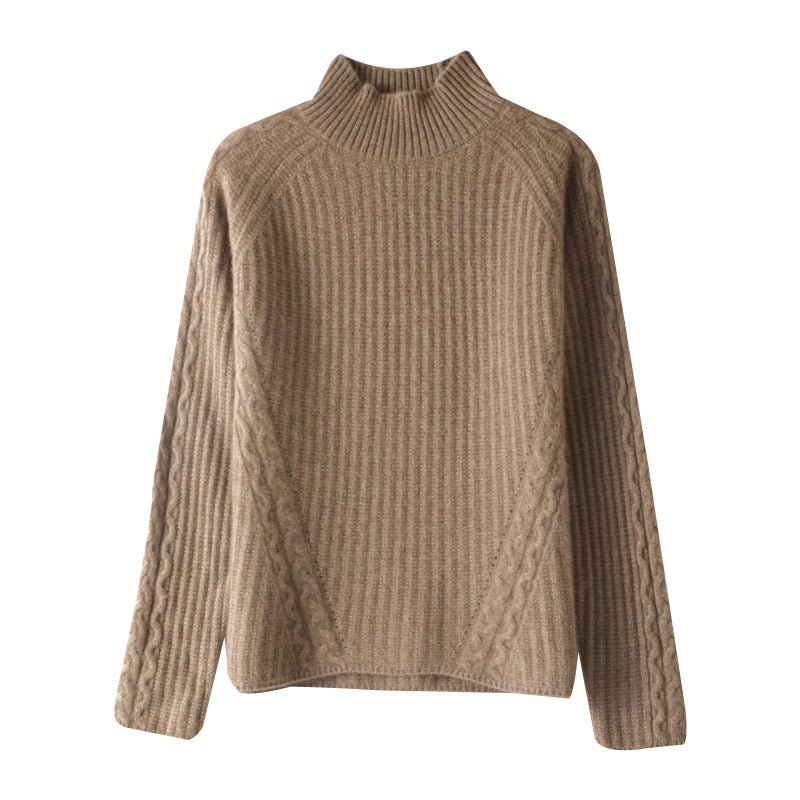 Womens Textured Mock Neck Cashmere Sweater Cashmere Pullover