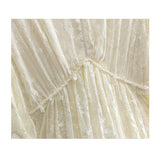 Womens Jacquard Lace Silk Maxi Dress Long Sleeve Silk Dress