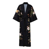 women's long floral pure silk Kimono Robes Silk Dressing Gown