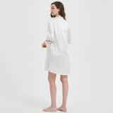 Women's Long Sleeves 100% Silk Nightshirts With Embroidery