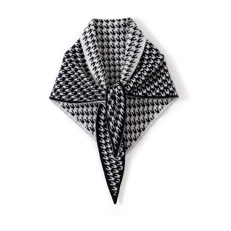 Womens Luxury Houndstooth Cashmere Scarf Heritage - Inspired Cashmere Shawl