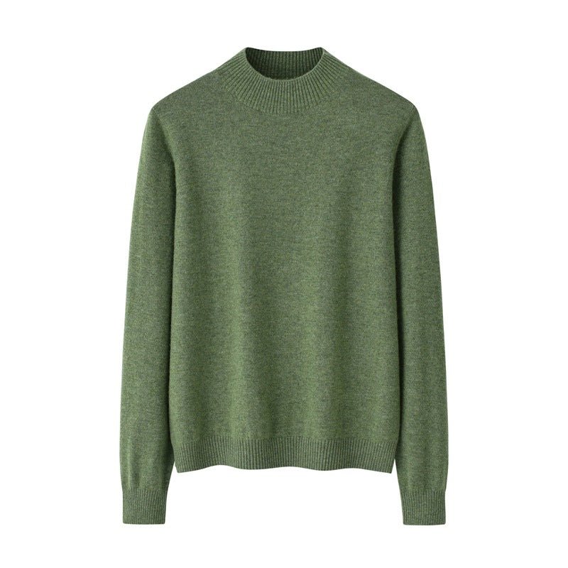 Womens Mock Neck Cashmere Sweater Long Sleeve Cashmere Knit Pullover Green XS
