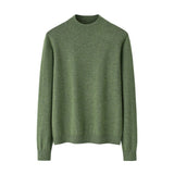 Womens Mock Neck Cashmere Sweater Long Sleeve Cashmere Knit Pullover Green XS
