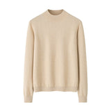 Womens Mock Neck Cashmere Sweater Long Sleeve Cashmere Knit Pullover Beige XS