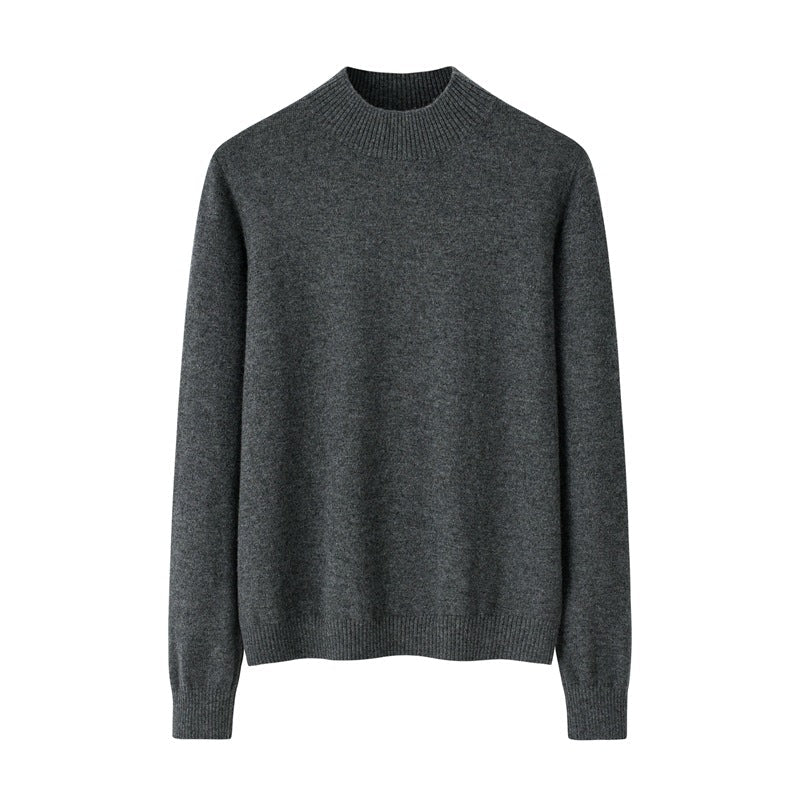 Womens Mock Neck Cashmere Sweater Long Sleeve Cashmere Knit Pullover Dark Gary XS