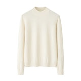 Womens Mock Neck Cashmere Sweater Long Sleeve Cashmere Knit Pullover Ivory XS