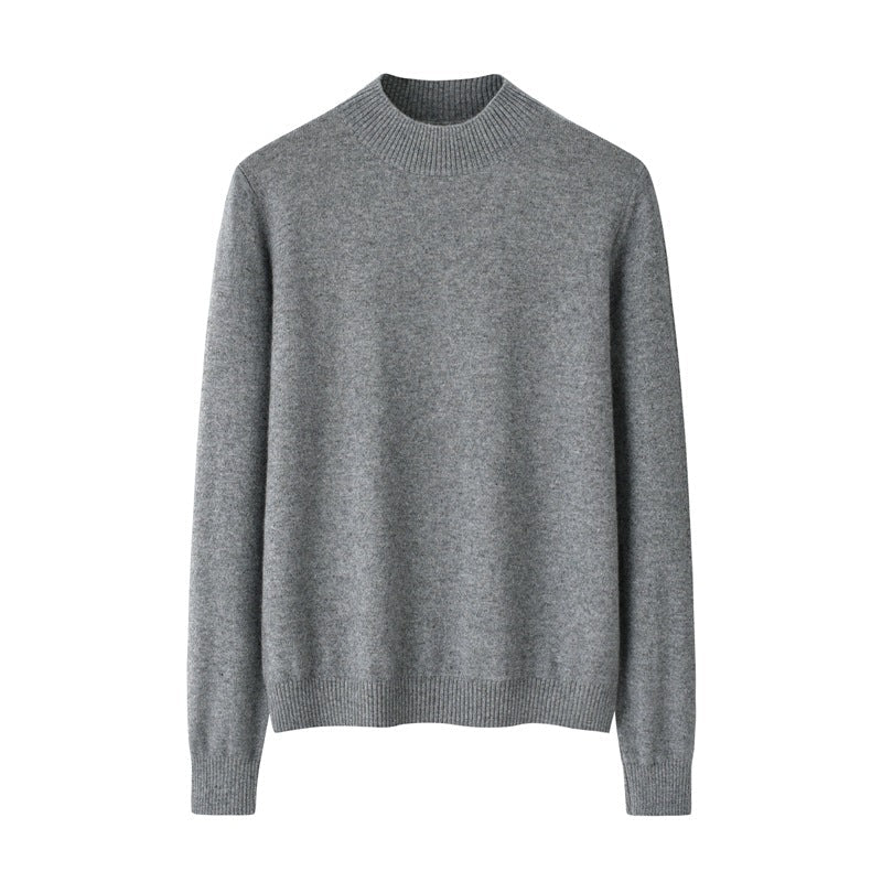 Womens Mock Neck Cashmere Sweater Long Sleeve Cashmere Knit Pullover Gray XS