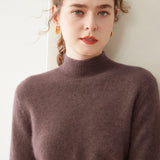 Womens Mock Neck Cashmere Sweater Long Sleeve Cashmere Pullover Multi Colors Mauve Taupe XS