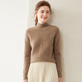 Womens Mock Neck Cashmere Sweater Long Sleeve Cashmere Pullover Multi Colors Taupe XS