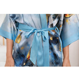 Womens Pure Silk Kimono Robes Long Floral Print Silk Robes