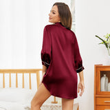 Womens Pure Silk Nightshirt Mulberry Boyfriend Silk Sleepshirt