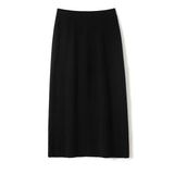 Womens Ribbed Knit Cashmere Skirt High Waist Cashmere Sweater Skirt Black XS