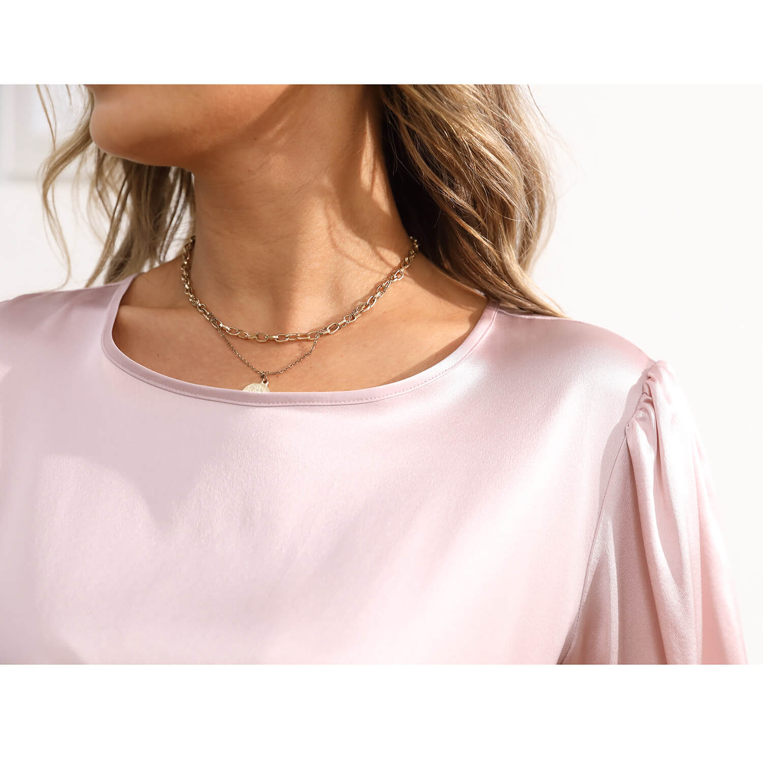 Women's Silk Blouse Work Round Neck Dressy Silk Shirts