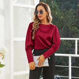 Women's Silk Blouse Work Round Neck Dressy Silk Shirts