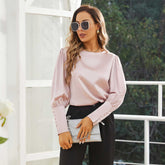 Women's Silk Blouse Work Round Neck Dressy Silk Shirts
