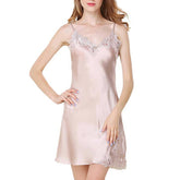 Women's Silk Lace Nightdress V Neck Mulberry Pure Silk Nightgown