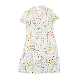 Womens Silk Shirt Dress with Button Front Drawstring Waist Floral Silk Dress