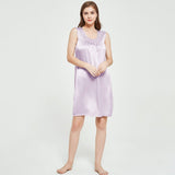 Women's Sleeveless Silk Nightdress Round Neck Silk Nightwear