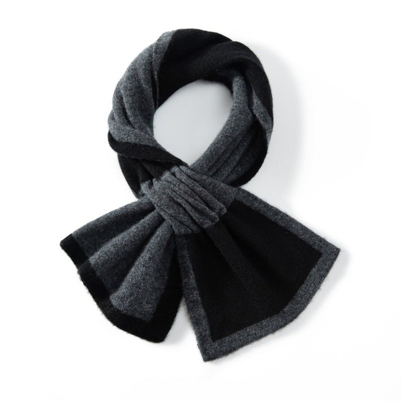 Womens Small Crossed Cashmere Scarf Double Layer Trimming Cashmere Neckerchief