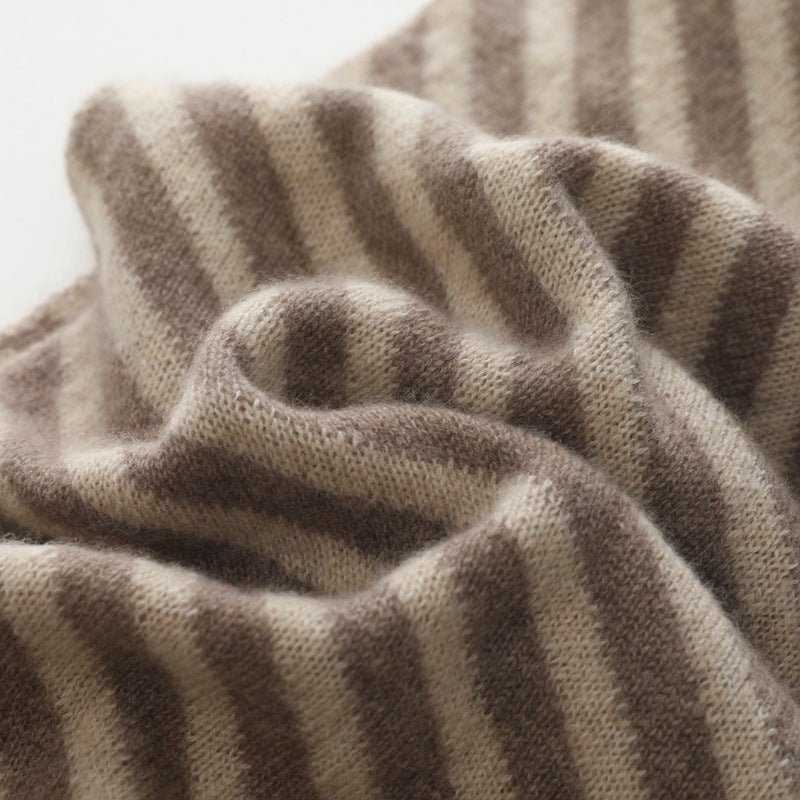 Womens Striped Cashmere Scarf Cashmere Knit Wrap Diagonal Stripe