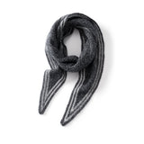 Womens Striped Cashmere Triangle Scarf Soft Knit Cashmere Neck Scarf Black Gray S