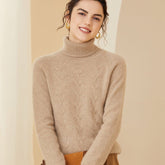 Womens Turtleneck Cashmere Sweater Long Sleeve Warm Cashmere Pullover