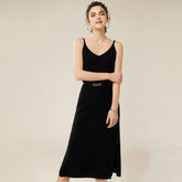 Womens Pure Cashmere Slip Dress Sleeveless V Neck Cashmere Dresses