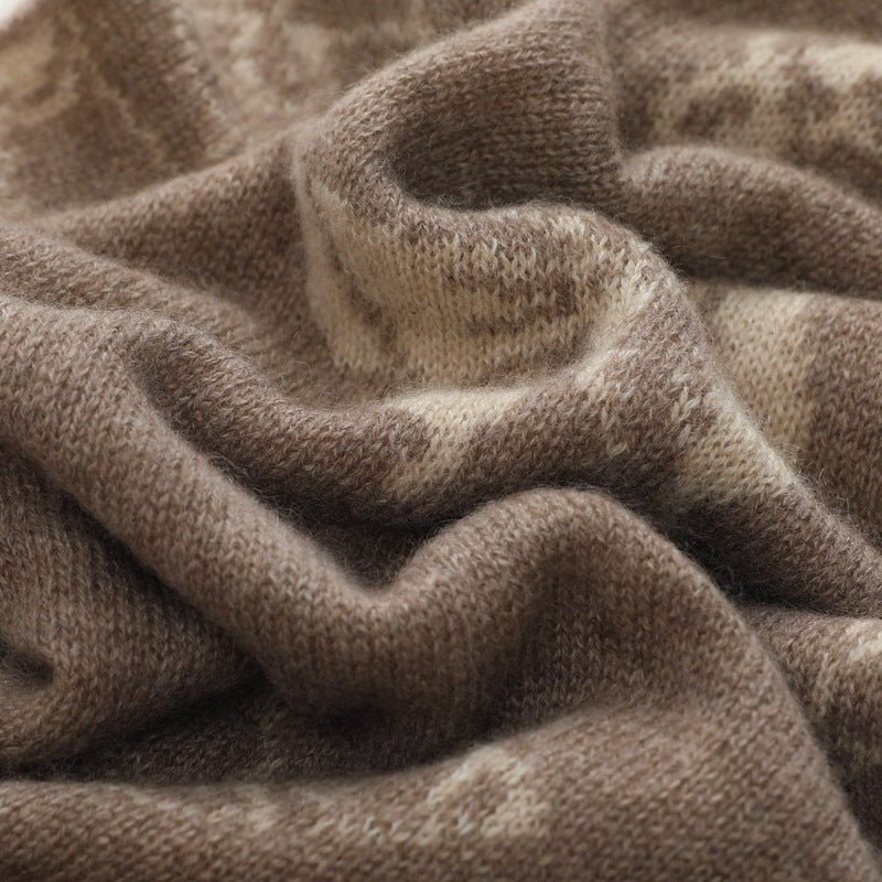 Womens Winter Cashmere Floral Scarf Long Cashmere Knit Wrap