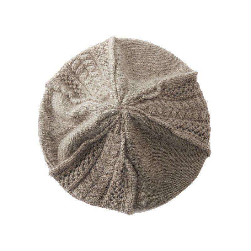 100% Cashmere Beret Hat for Women Soft Warm Ladies Cashmere Knitted Beanies Cap