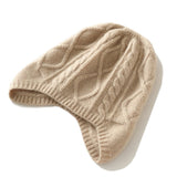 100% Cashmere Cap for Women Cashmere Beanie Hat Earmuff Cashmere Knitted Hat