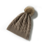 100% Cashmere Hat for Women Luxury Cashmere Cuffed Winter Cap