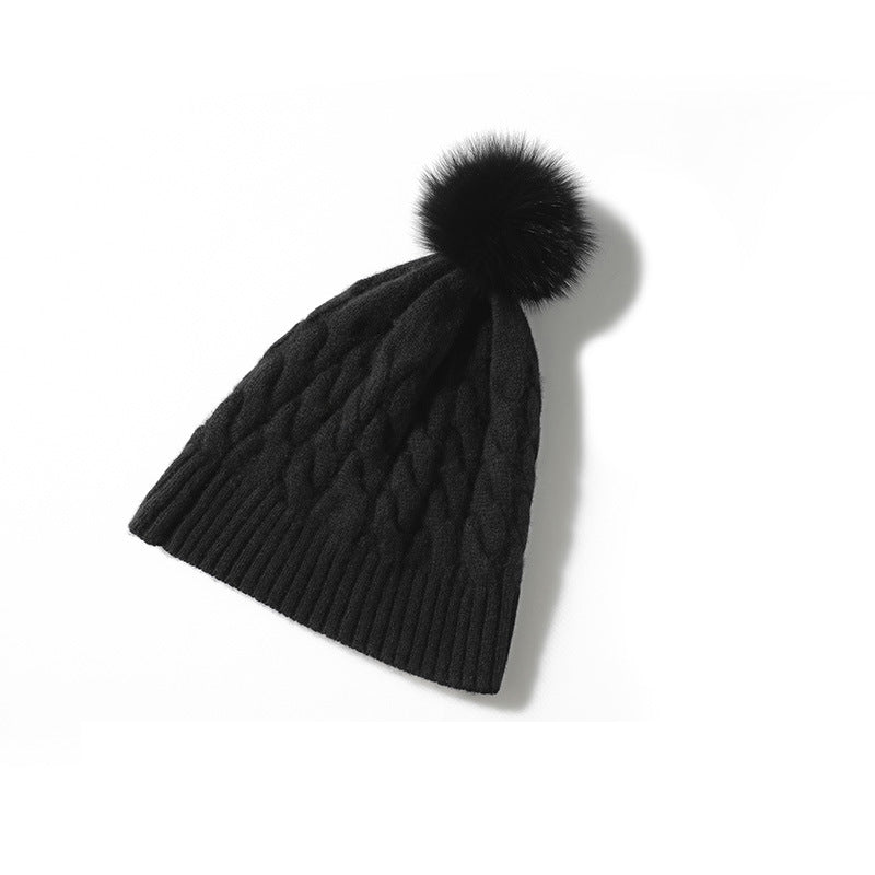 100% Cashmere Hat for Women Luxury Cashmere Cuffed Winter Cap