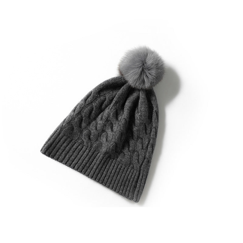 100% Cashmere Hat for Women Luxury Cashmere Cuffed Winter Cap