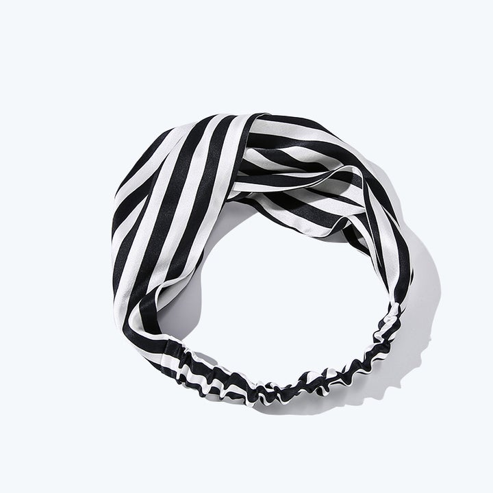 100% Mulberry Stripes Silk Headband For Ladies