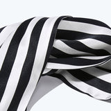 100% Mulberry  Black and white stripes Silk HeadBand For Ladies -  slipintosoft