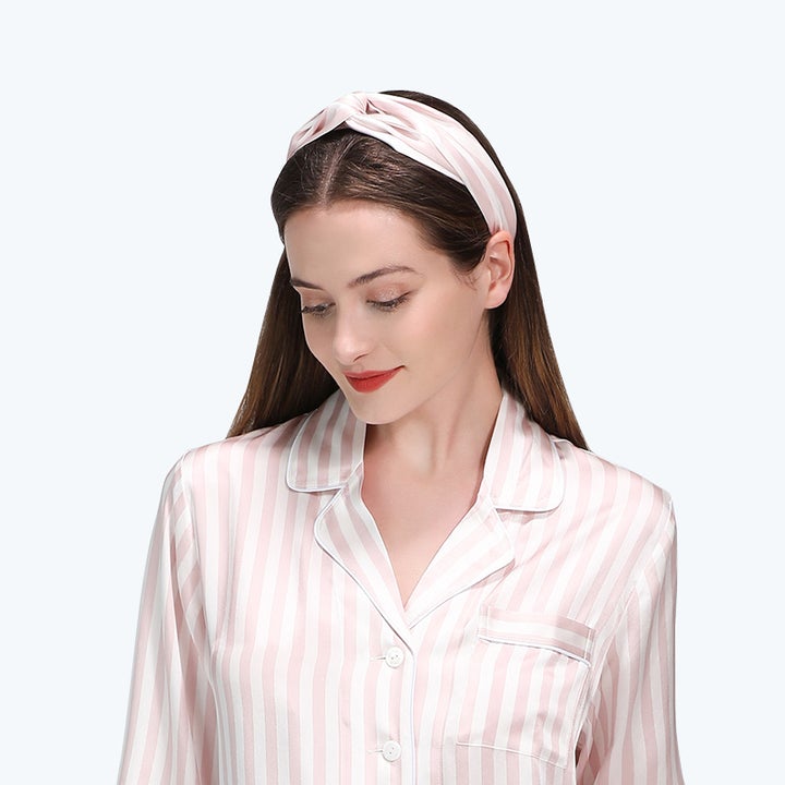 100% Mulberry Stripes Silk Headband For Ladies